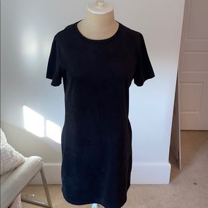 Zara faux suede black mini short sleeve dress